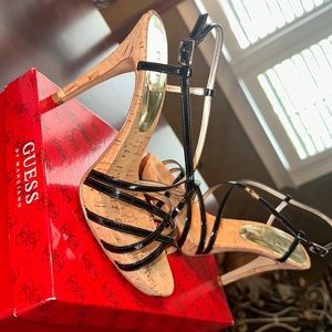 Guess by Marciano black patent strappy high heels